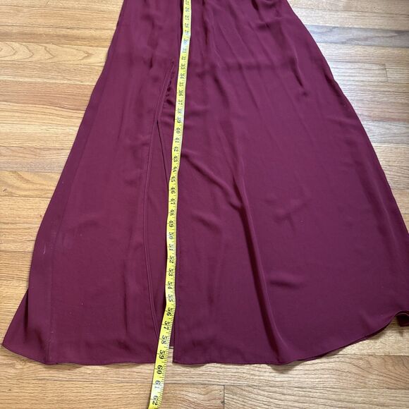 Show Me Your Mumu Women’s Medium Maroon Halter Maxi Dress Split Front Made in US - Picture 8 of 10